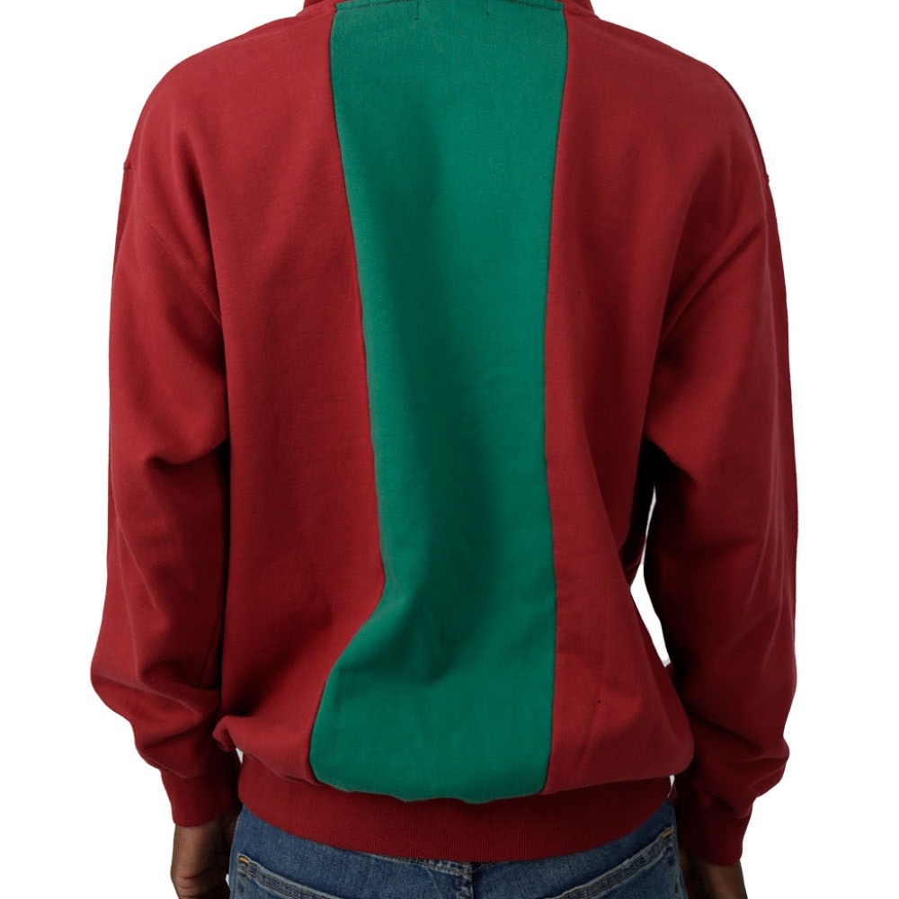 NWT XLARGE Patchwork Pullover Hoodie in Burgundy … - image 3